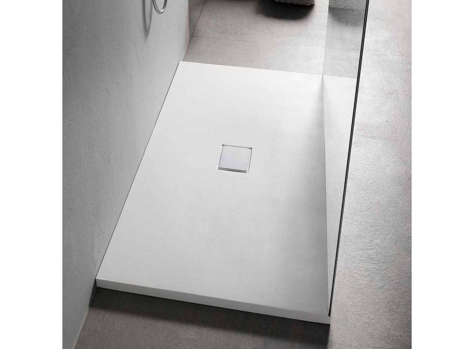 Receveur de douche rectangulaire 160x70 cm en résine blanche Design moderne - Estimo Viadurini