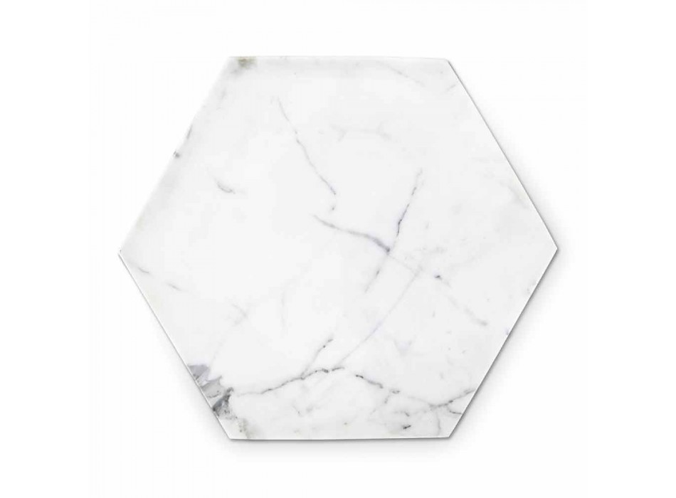 Assiette Hexagonale Design en Marbre de Carrare Blanc Fabriqué en Italie - Sintia Viadurini