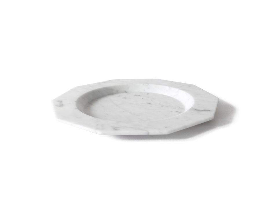 Assiette Plate en Marbre Satiné Diverses Finitions Design de Luxe Italien - Rhodium