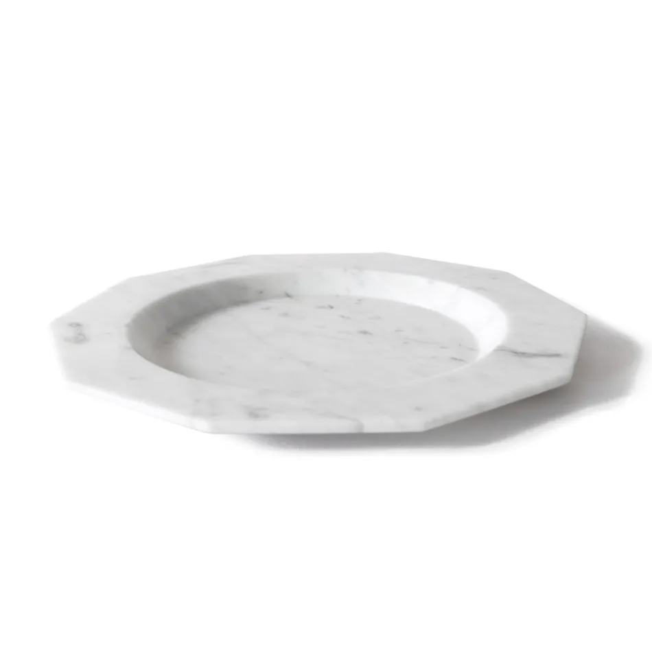 Assiette Plate en Marbre Satiné Diverses Finitions Design de Luxe Italien - Rhodium Viadurini