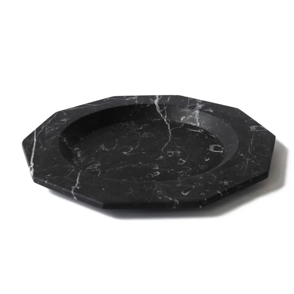 Assiette Plate en Marbre Satiné Diverses Finitions Design de Luxe Italien - Rhodium Viadurini