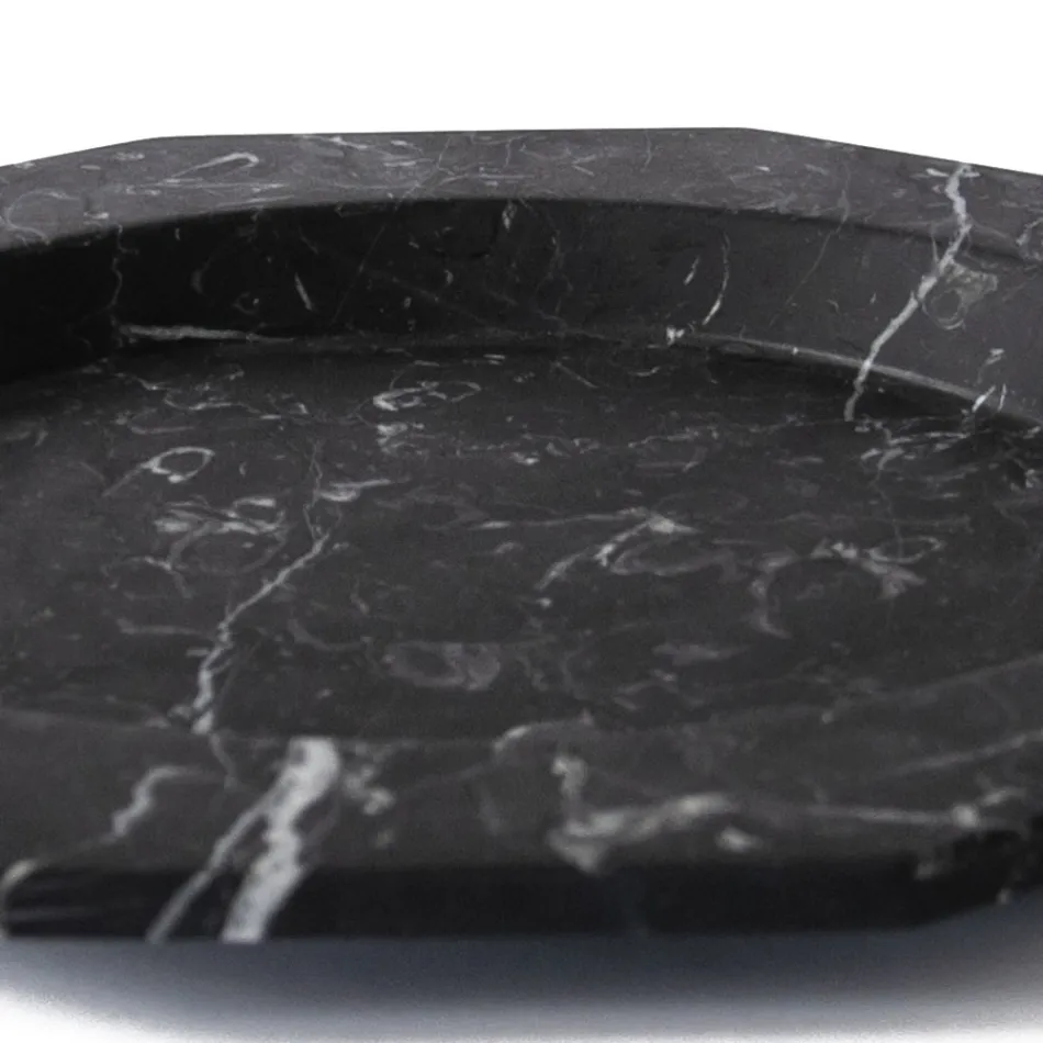 Assiette Plate en Marbre Satiné Diverses Finitions Design de Luxe Italien - Rhodium Viadurini