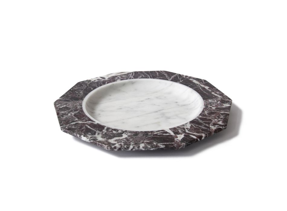 Assiette Plate en Marbre Satiné Diverses Finitions Design de Luxe Italien - Rhodium