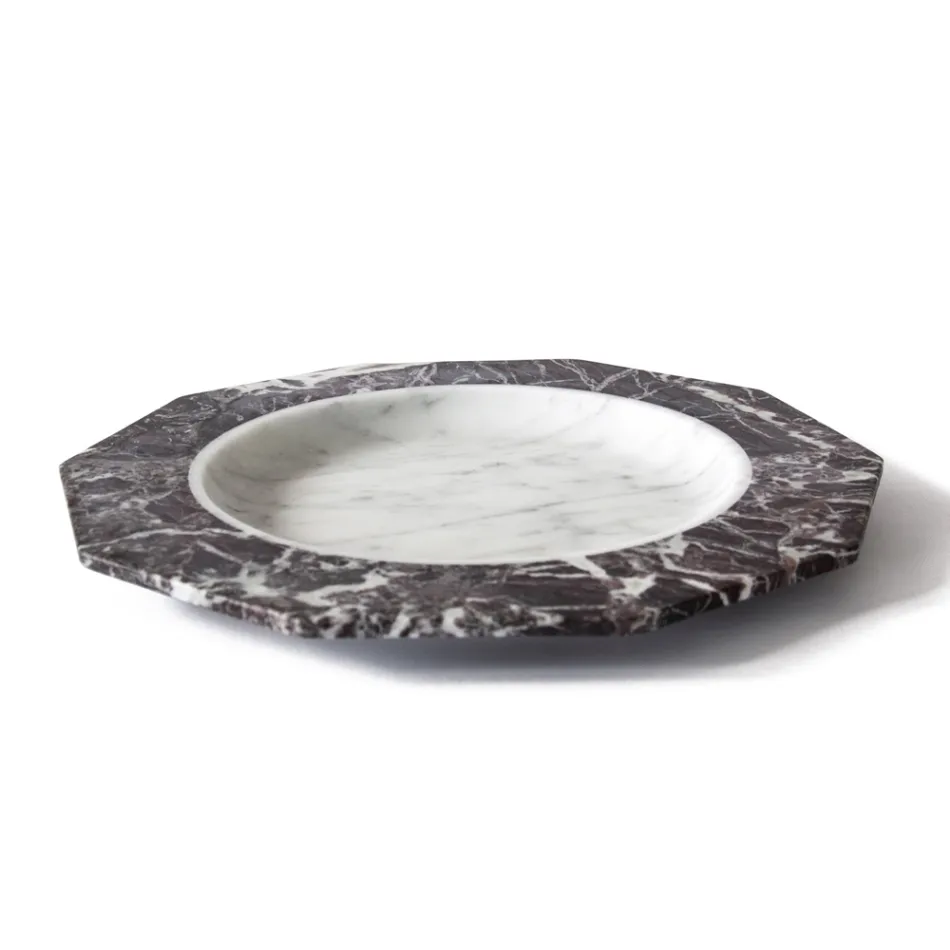 Assiette Plate en Marbre Satiné Diverses Finitions Design de Luxe Italien - Rhodium Viadurini