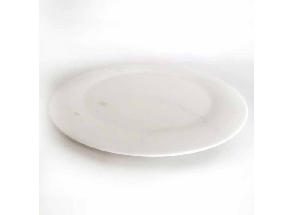 Assiette Plate en Marbre Statuaire Blanc Brillant de Design Made in Italy - Brandy