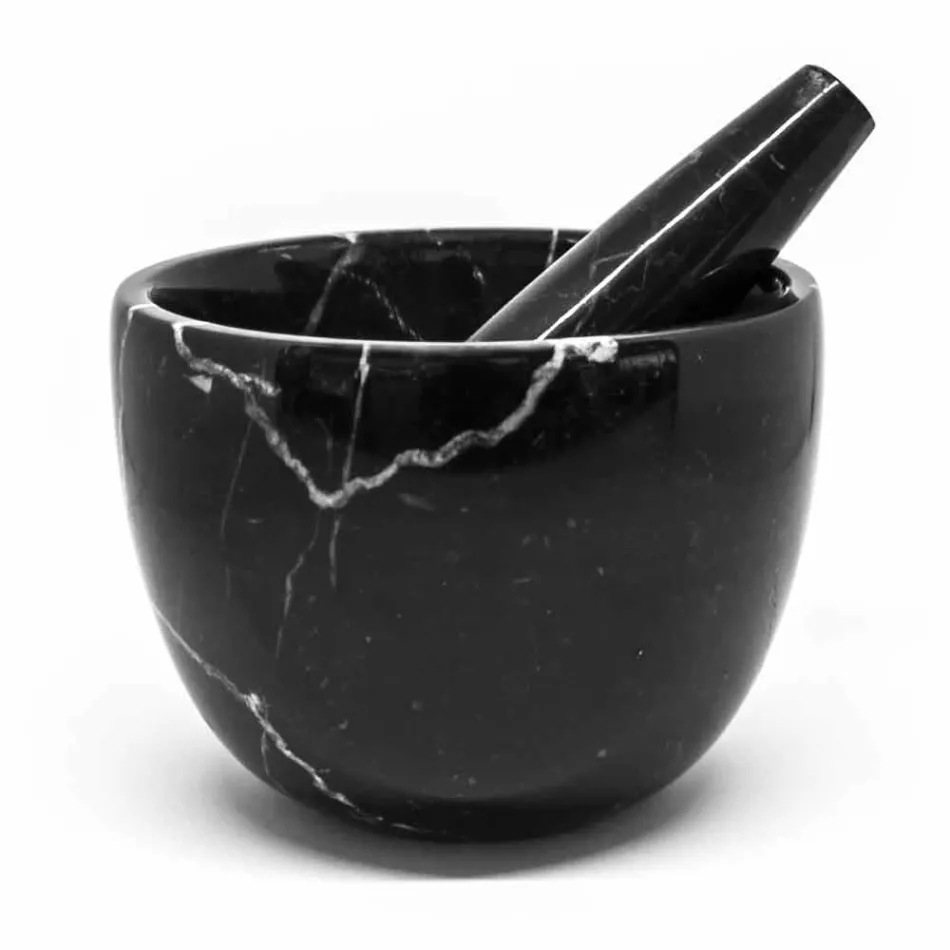 Petit mortier avec pilon en marbre blanc de Carrare fabriqué en Italie - Mirel Viadurini