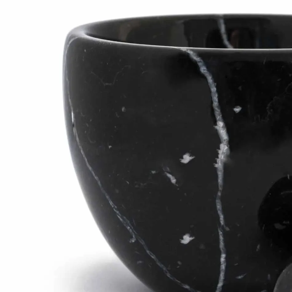 Petit mortier avec pilon en marbre blanc de Carrare fabriqué en Italie - Mirel Viadurini