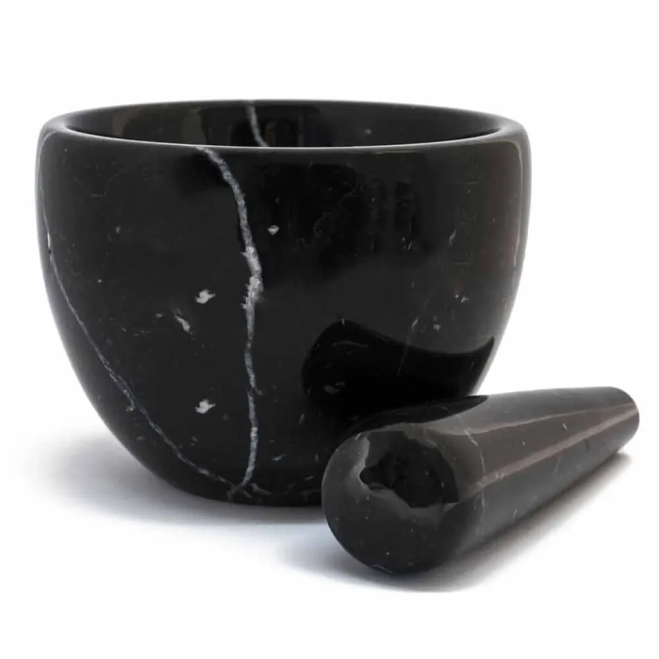 Petit mortier avec pilon en marbre blanc de Carrare fabriqué en Italie - Mirel Viadurini