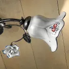 Plafonnier 2 Lumières en Métal et Céramique avec Roses Peintes à la Main - Pise Viadurini