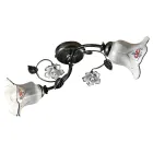 Plafonnier 2 Lumières en Métal et Céramique avec Roses Peintes à la Main - Pisa Viadurini