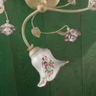 Plafonnier 3 Lumières Métal et Céramique Peint à la Main Fil Rouge - Pisa Viadurini