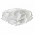 Plafonnier 4 lumière blanc perle design moderne, diamètre 70cm, Lena 