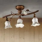 Plafonnier artisanal en céramique à 3 lumières avec décoration de roses - Pise Viadurini