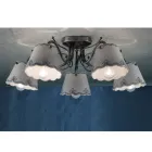 Plafonnier à 3 ou 5 Lumières en Céramique Effet Broderie Peinte à la Main - Ravenne Viadurini