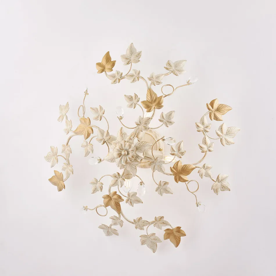 Plafonnier Orchidea à 6 lumières en métal et cristal, idéal pour les intérieurs raffinés. Viadurini