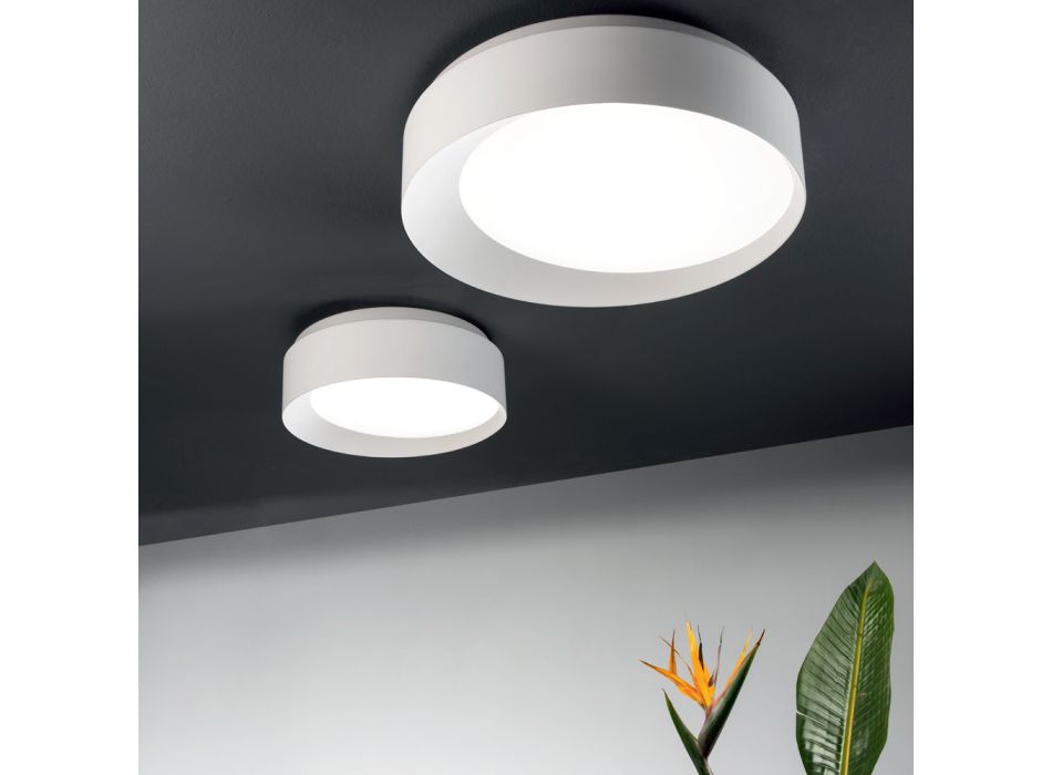 Plafonnier LED Dimmable en Métal Peint Noir ou Blanc - Ascania Viadurini