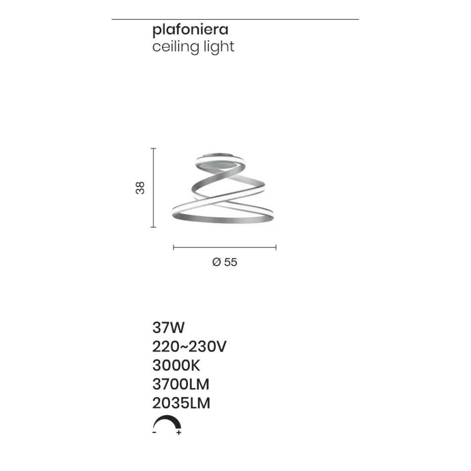 Plafonnier LED Design Moderne en Métal Peint Blanc - Rivolta Viadurini