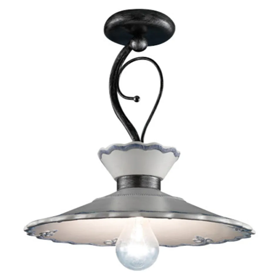 Plafonnier Artisan en Céramique Effet Broderie Peinte à la Main - Ravenne Viadurini