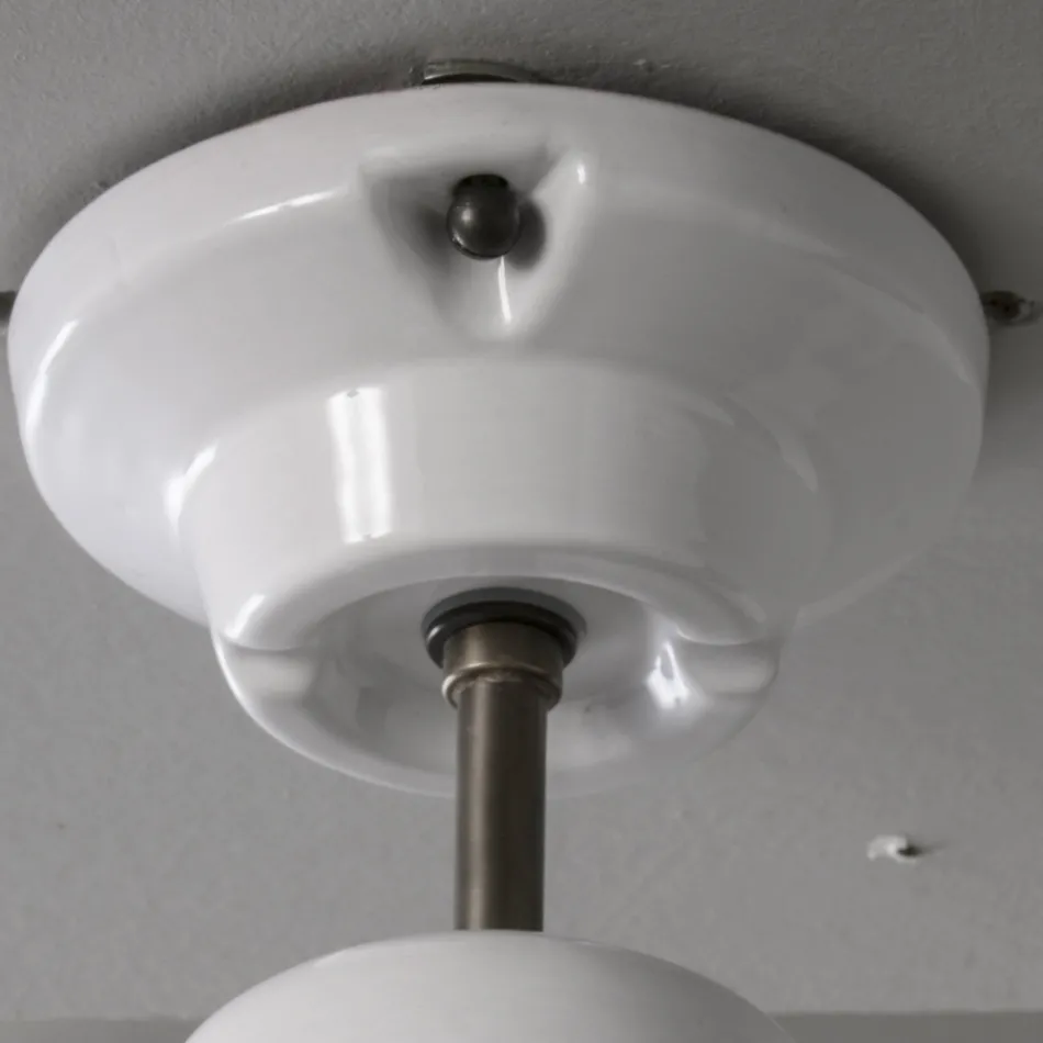 Plafonnier artisanal en majolique et aluminium Made in Italy - Toscot Battersea Viadurini