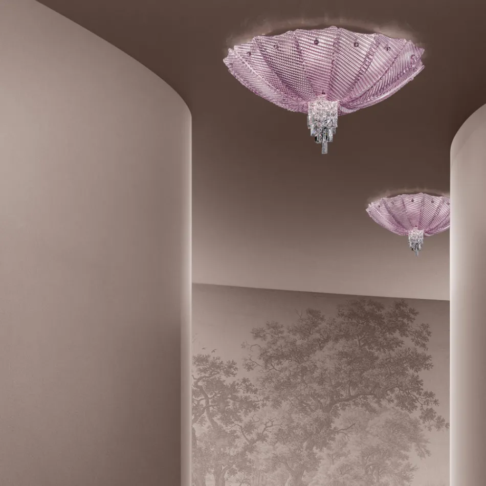 Plafonnier vénitien fait à la main en verre et métal fabriqué en Italie - Fabiana Viadurini