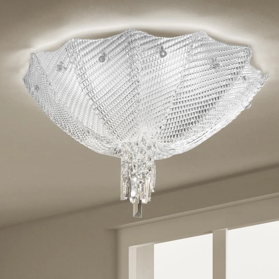 Plafonnier vénitien fait à la main en verre et métal fabriqué en Italie - Fabiana Viadurini