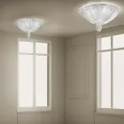 Plafonnier vénitien fait à la main en verre et métal fabriqué en Italie - Fabiana Viadurini