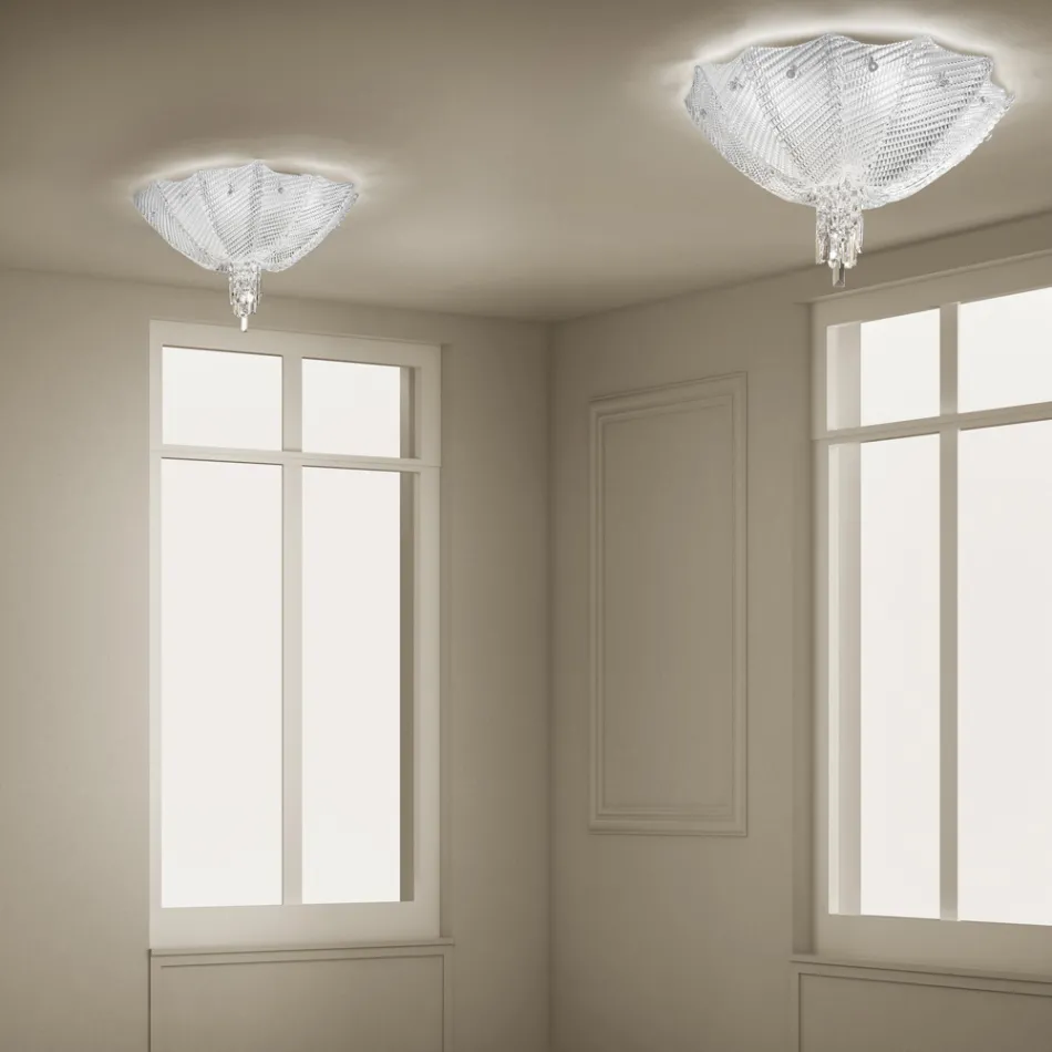 Plafonnier vénitien fait à la main en verre et métal fabriqué en Italie - Fabiana Viadurini