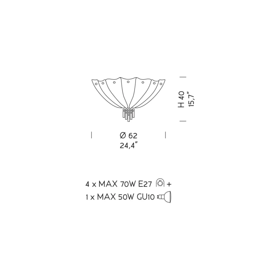 Plafonnier vénitien fait à la main en verre et métal fabriqué en Italie - Fabiana Viadurini