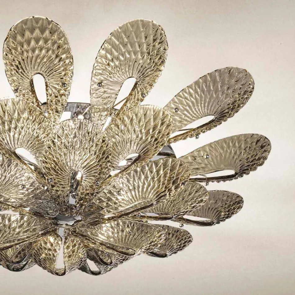 Plafonnier Artisan en Verre Vénitien Fumé, Fabriqué en Italie - Minos Viadurini
