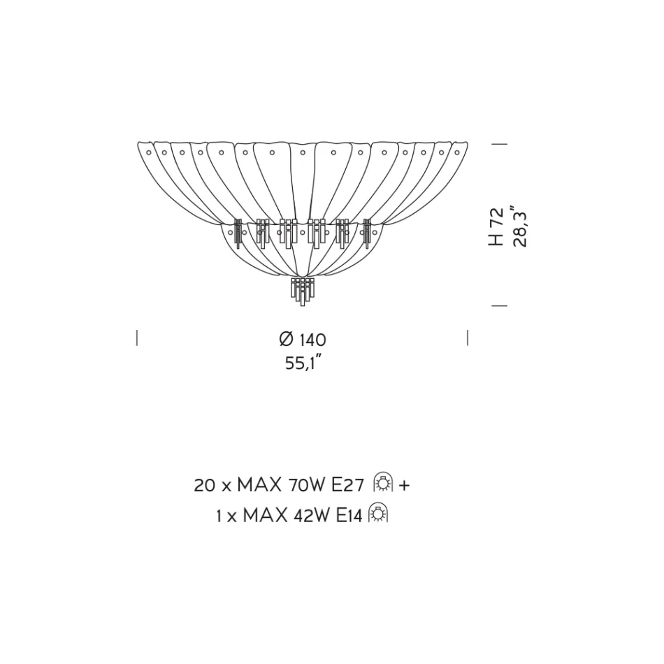 Plafonnier classique en verre de Venise et métal Made in Italy - Fabiana Viadurini