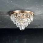 Plafonnier classique en métal doré et pendentifs en cristal de luxe - Jerome Viadurini