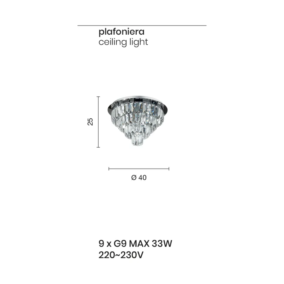 Plafonnier classique en métal doré et pendentifs en cristal de luxe - Jerome Viadurini