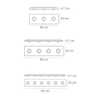 Plafonnier avec plaque de verre plate et abaissements - Kora Viadurini