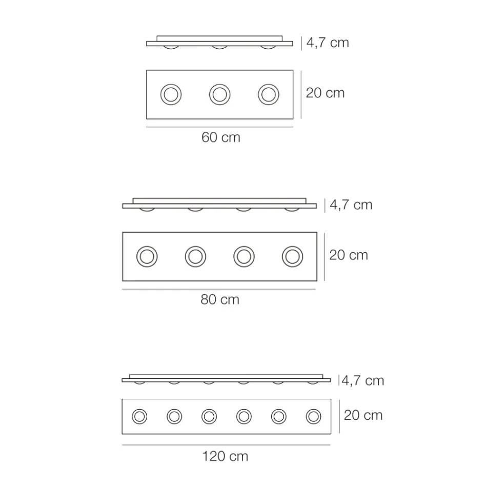 Plafonnier avec plaque de verre plate et abaissements - Kora Viadurini