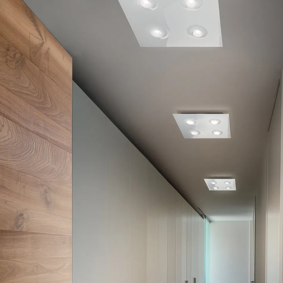 Plafonnier avec plaque de verre plate et rabattable, fabriqué en Italie - Kora Viadurini