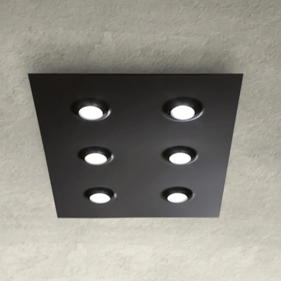 Plafonnier avec plaque de verre plate et rabattable, fabriqué en Italie - Kora Viadurini