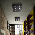 Plafonnier avec plaque de verre plate et rabattable, fabriqué en Italie - Kora Viadurini