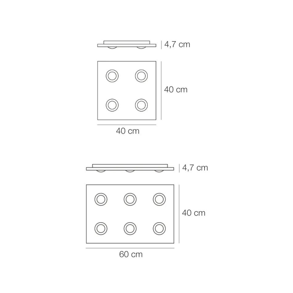 Plafonnier avec plaque de verre plate et rabattable, fabriqué en Italie - Kora Viadurini