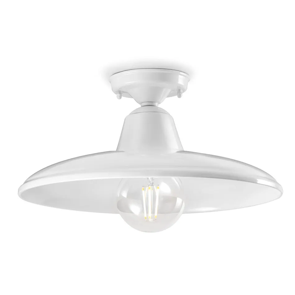 Plafonnier Design Vintage Industriel en Céramique Noire et Fer - Bew Viadurini