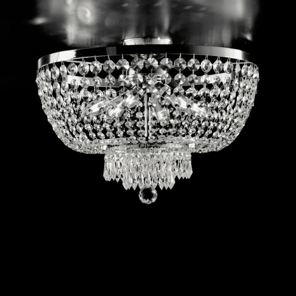 Plafonnier en fer et or orné de strass, fabriqué en Italie pour la décoration intérieure - Autriche Viadurini