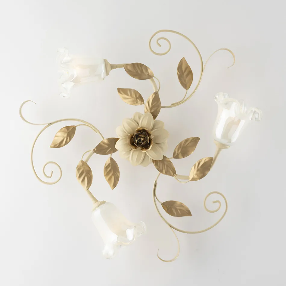 Plafonnier en fer laqué ivoire, fabriqué en Italie, pour la décoration intérieure - Marrakech Viadurini