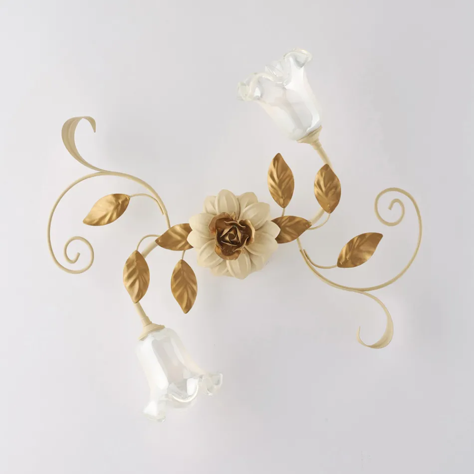 Plafonnier en fer laqué ivoire, fabriqué en Italie, pour la décoration intérieure - Marrakech Viadurini