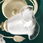 Plafonnier en Fer, Verre Sablé et Roses de Décoration en Céramique - Sienne Viadurini