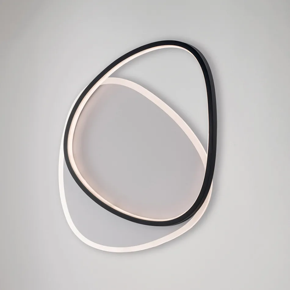 Plafonnier Ophiuchus noir et blanc à LED en métal pour éclairage intérieur Viadurini