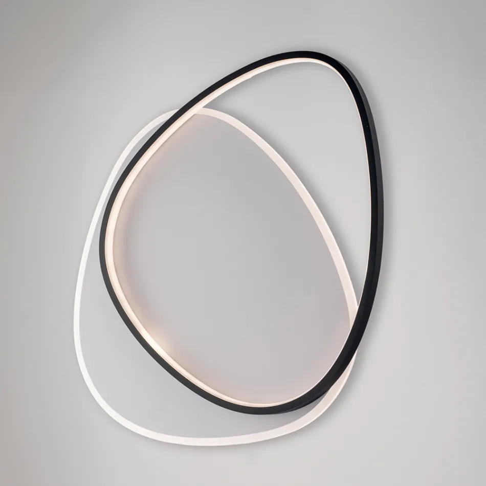 Plafonnier Ophiuchus noir et blanc à LED en métal pour éclairage intérieur Viadurini