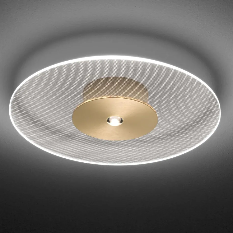 Plafonnier en métal avec diffuseur en plexiglas à micro-points - Nora Viadurini