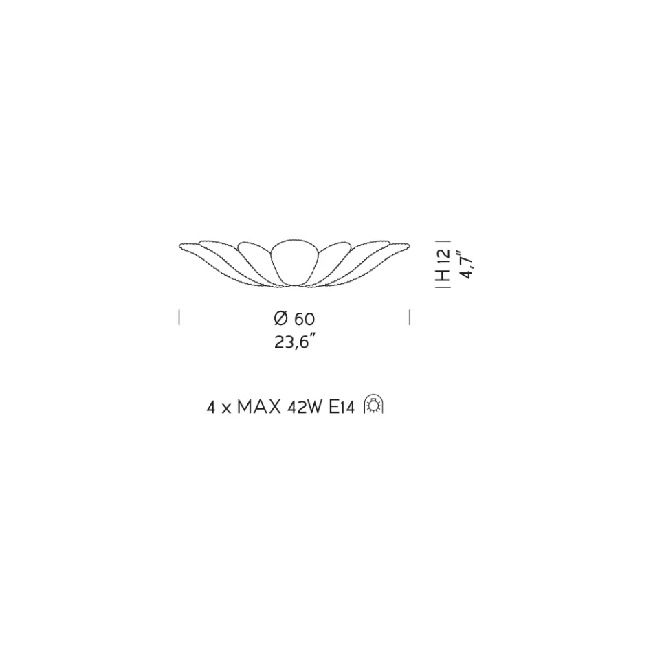 Plafonnier en Verre Vénitien et Métal Blanc Made in Italy - Artemide Viadurini