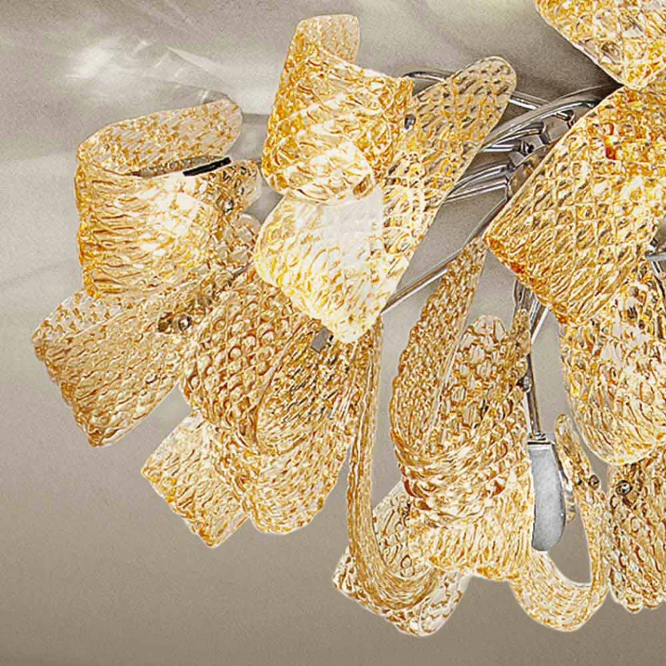 Plafonnier Vénitien en Verre et Métal, Fabriqué à la Main en Italie - Diamonique Viadurini