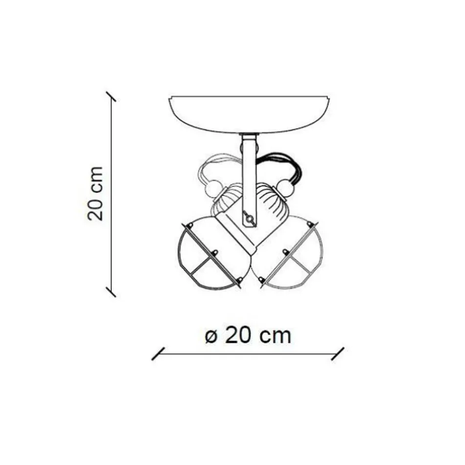 Plafonnier Industriel 2 Spots en Fer et Céramique Artisanale - Loft Viadurini