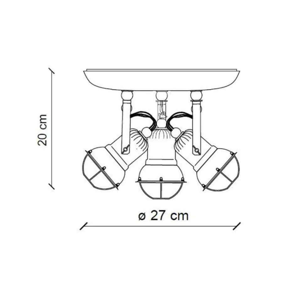Plafonnier industriel 3 spots en fer et céramique artisanale - loft Viadurini